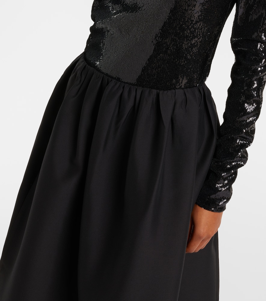 Gathered Wool And Silk Midi Skirt