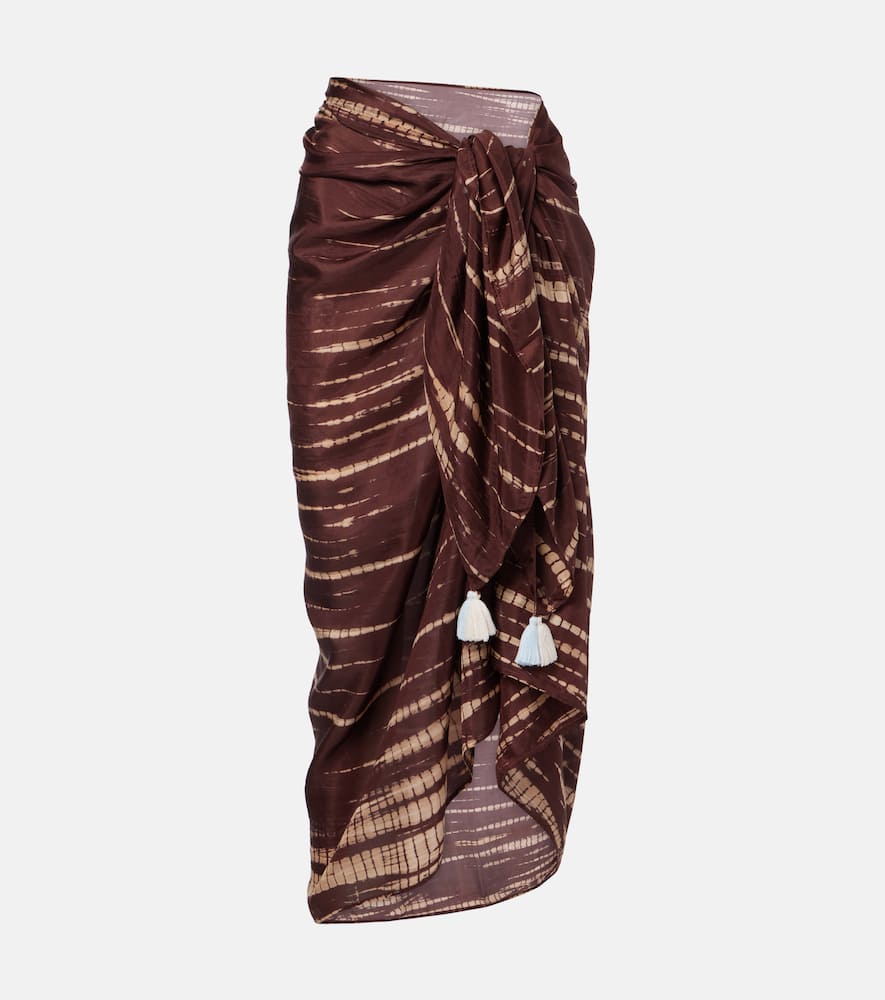 Anna Kosturova Tie-dye Silk Beach Cover-up In Brown