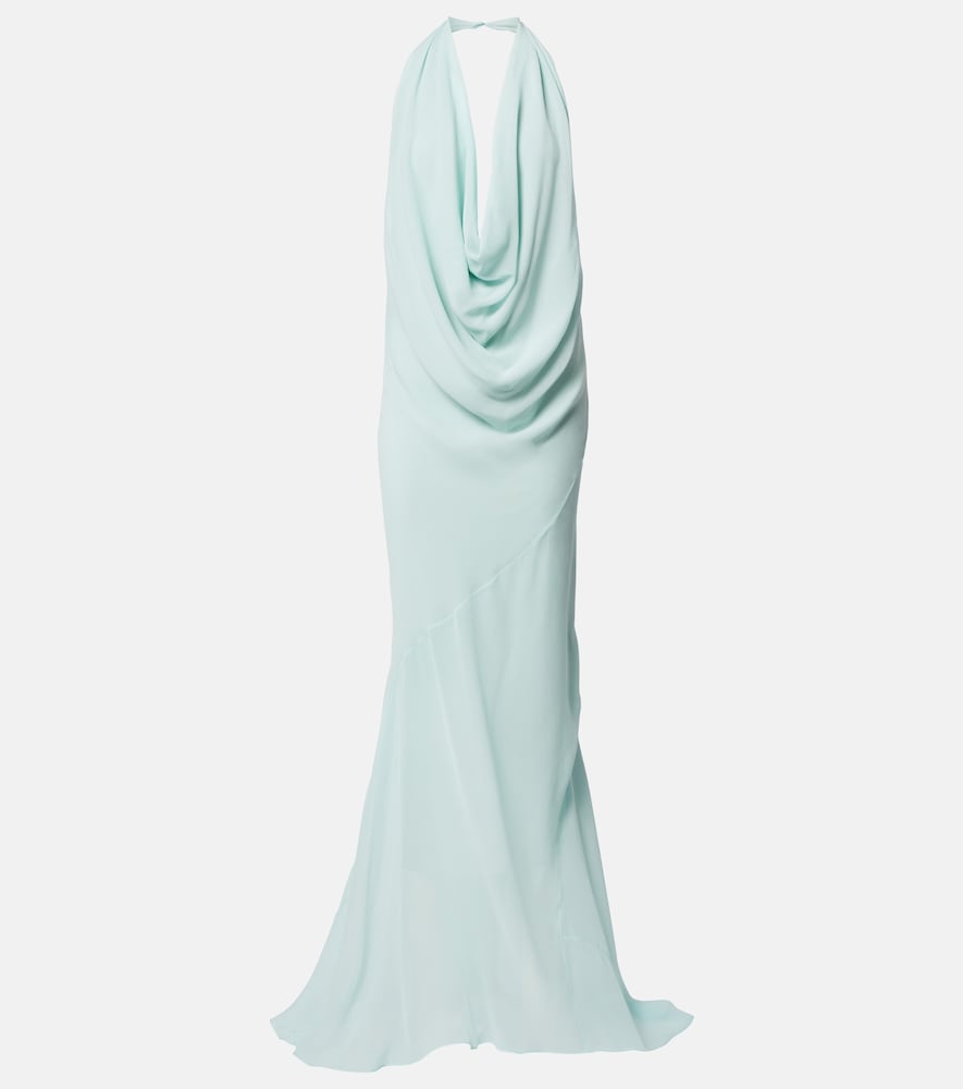 Mugler Draped sheer silk crêpe georgette gown