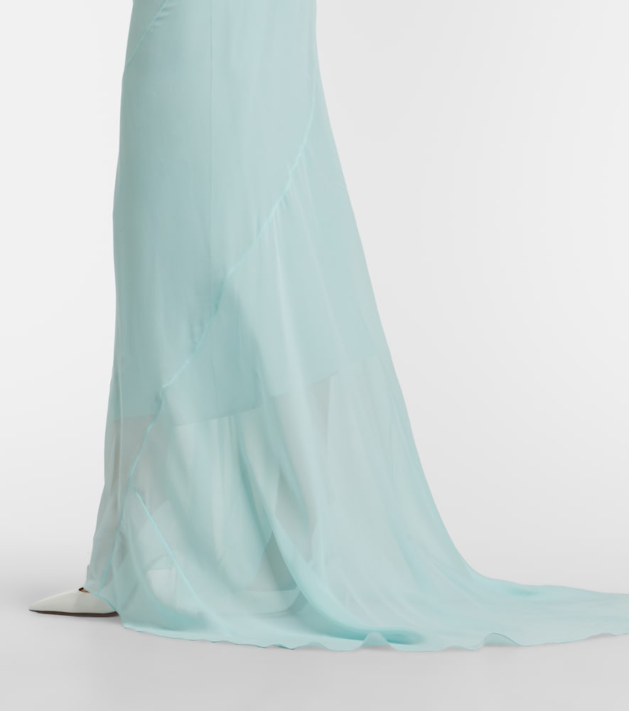  Mugler Mugler Draped Sheer Silk Crãªpe Georgette Gown 