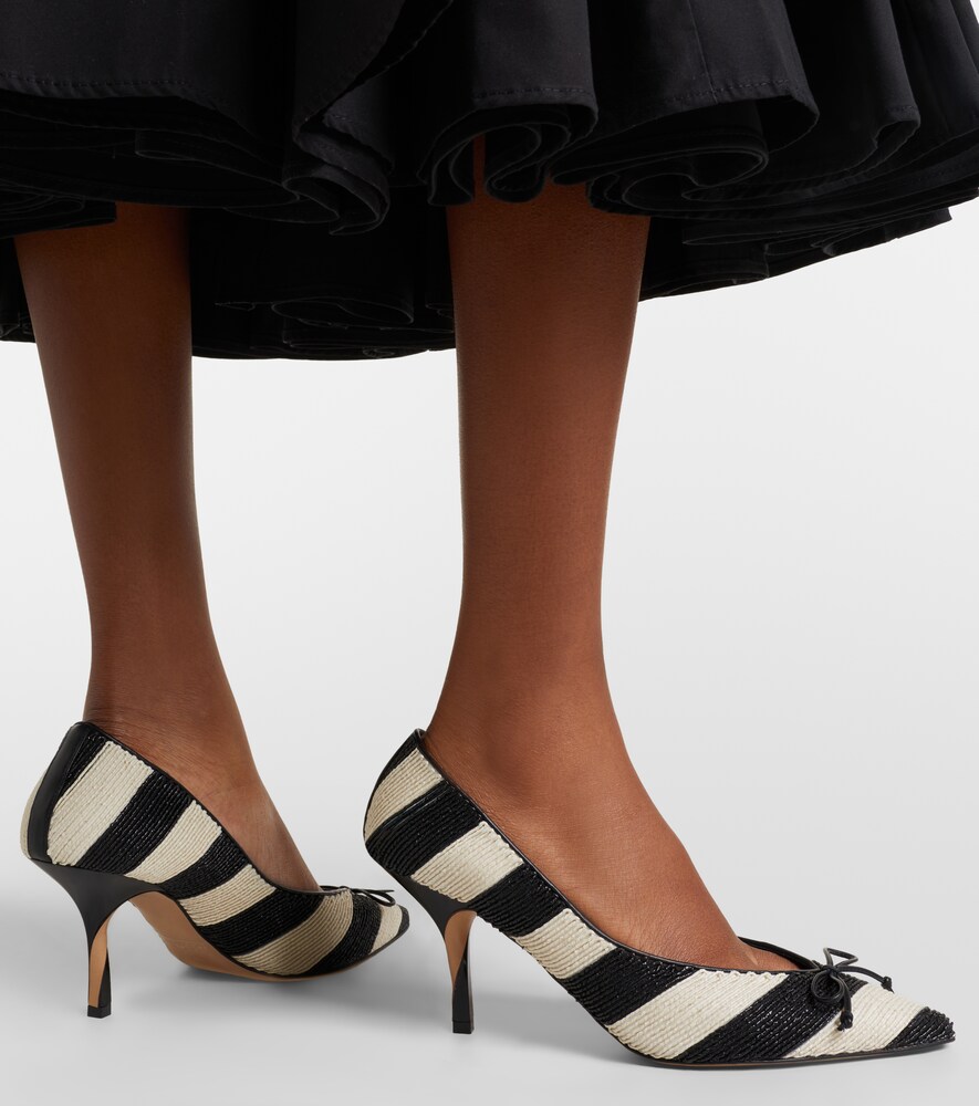 Jacquemus Tourni striped raffia-effect pumps