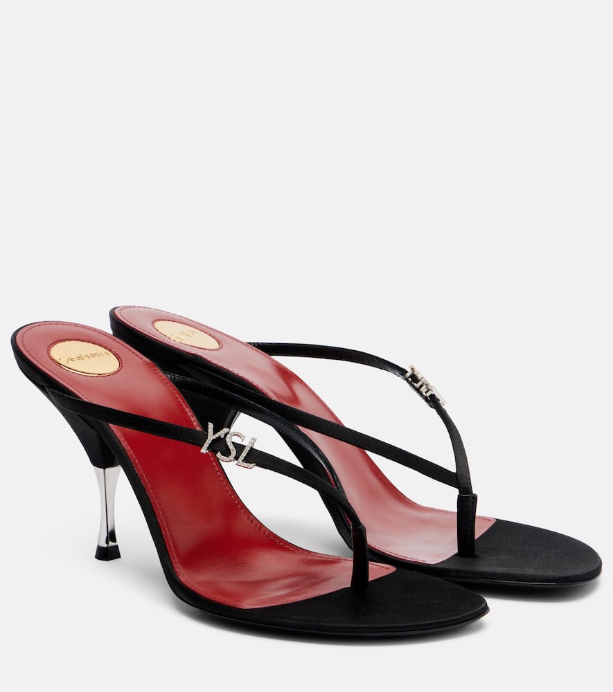 Saint Laurent Jerry Crêpe Satin Thong Sandals In Black