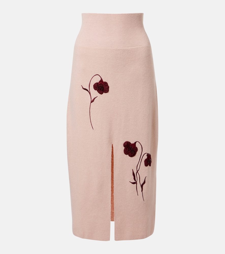 Verzierter Midirock mit Blumen-Applikation