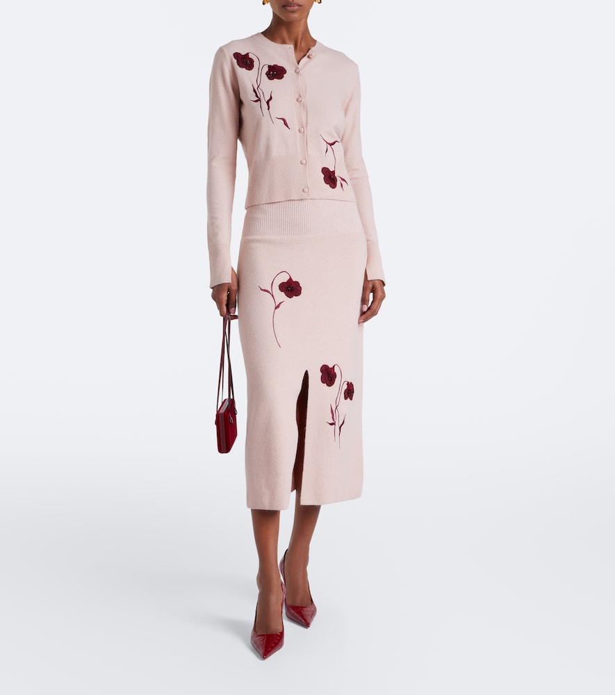Floral-Appliqué Midi