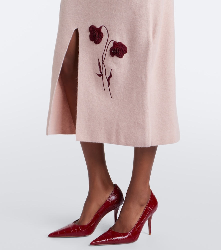 Floral-Appliqué Midi