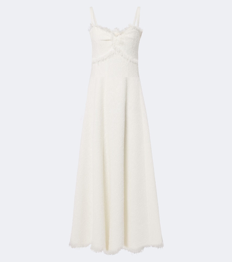Oscar De La Renta Tweed Midi Dress In White