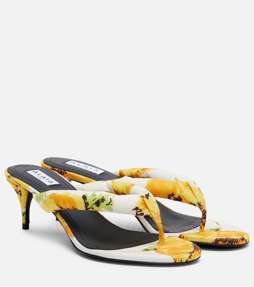 Alaia Women's Yellow Floral Padded Thong Sandals UK Size 6 - Mytheresa