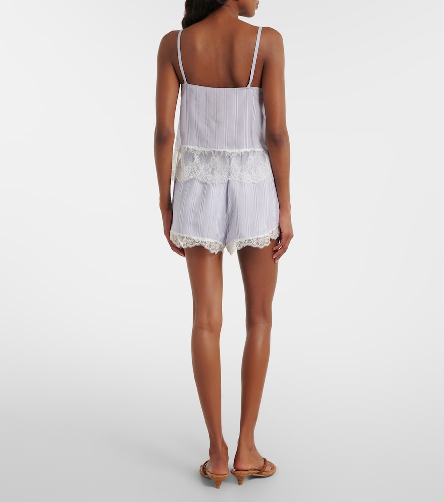  Frame Frame Shorts De Seda A Rayas Con Encaje 