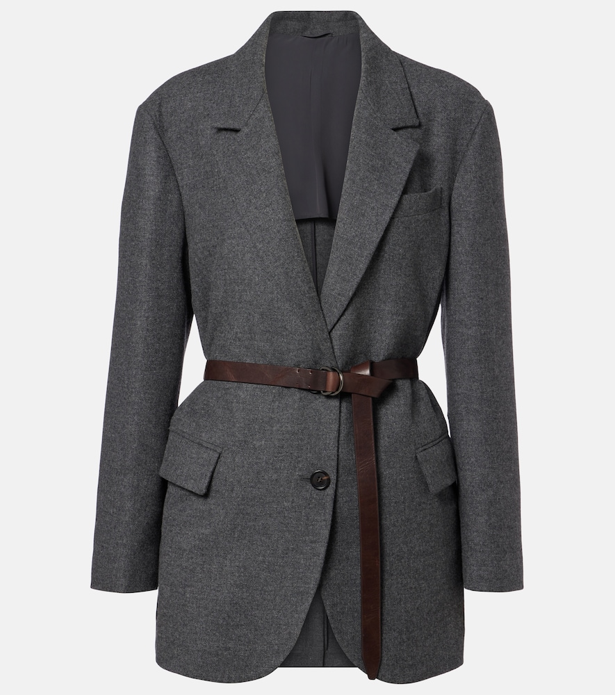 Blazer in lana e cashmere con cintura