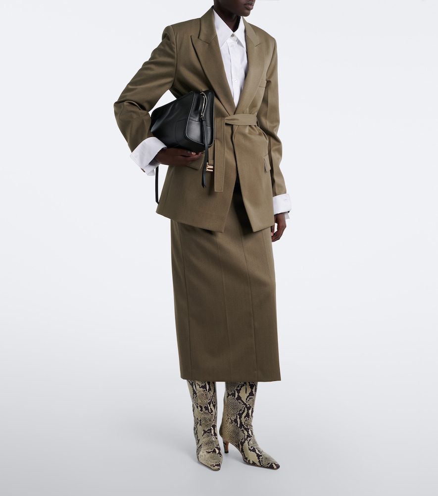 Cave Snake-Effect Leather Mid-Calf Boots