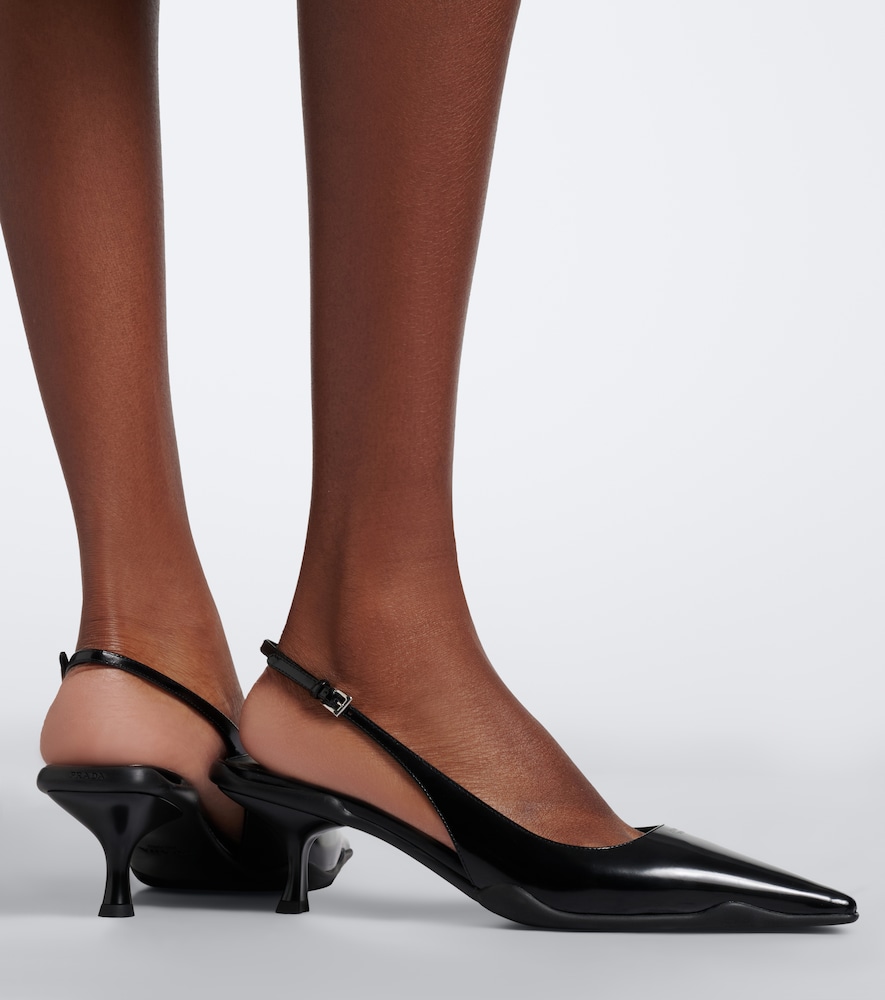 Prada Leather Slingback Pumps In Black