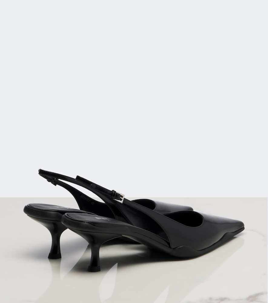 Prada Leather Slingback Pumps In Black