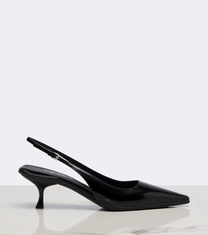 Prada Leather Slingback Pumps In Black