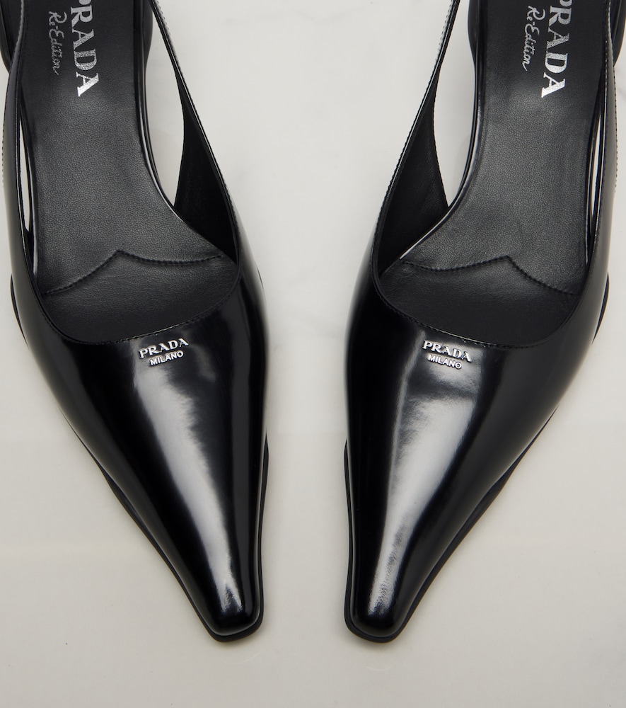 Prada Leather Slingback Pumps In Black