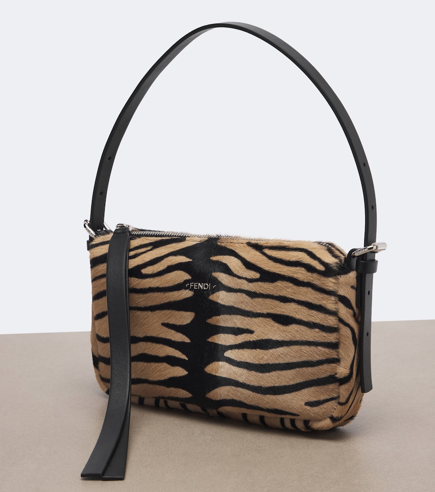 Leather-Trimmed Calf Hair Shoulder Bag