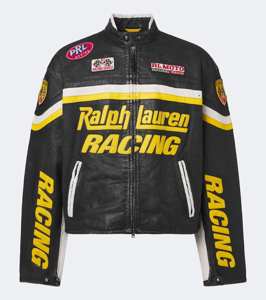 Giacca in pelle con patch