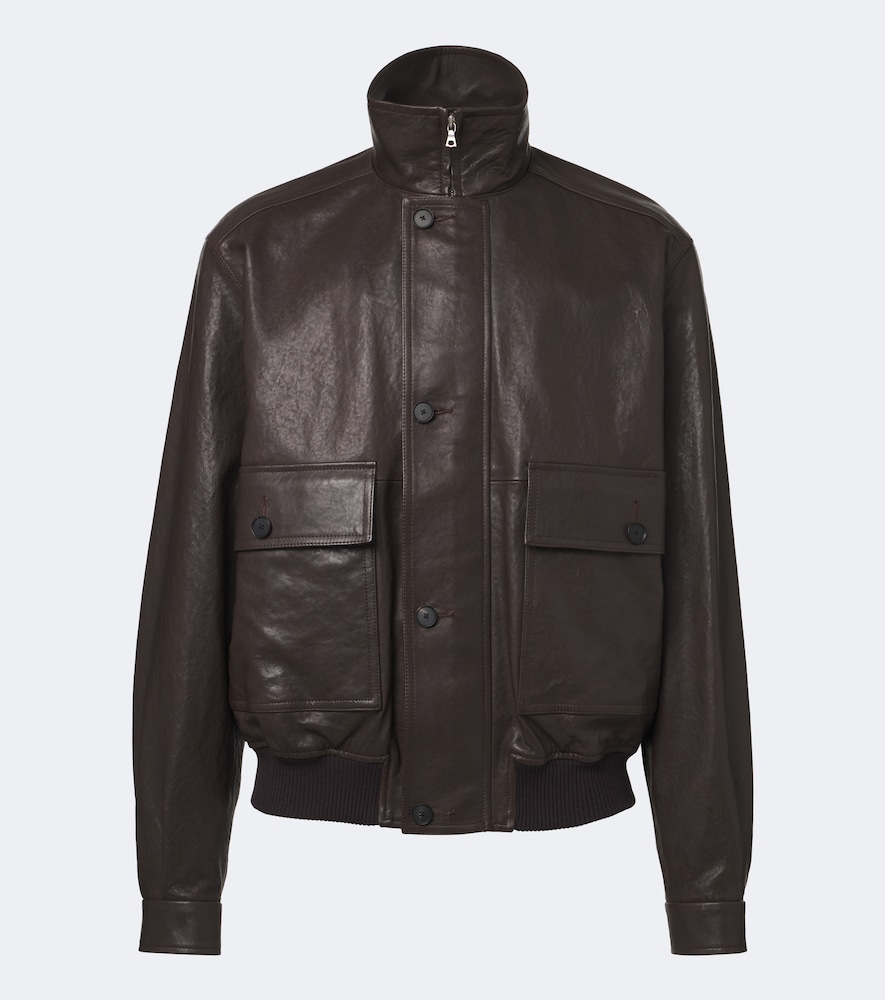 Auralee Leather Jacket In Brown
