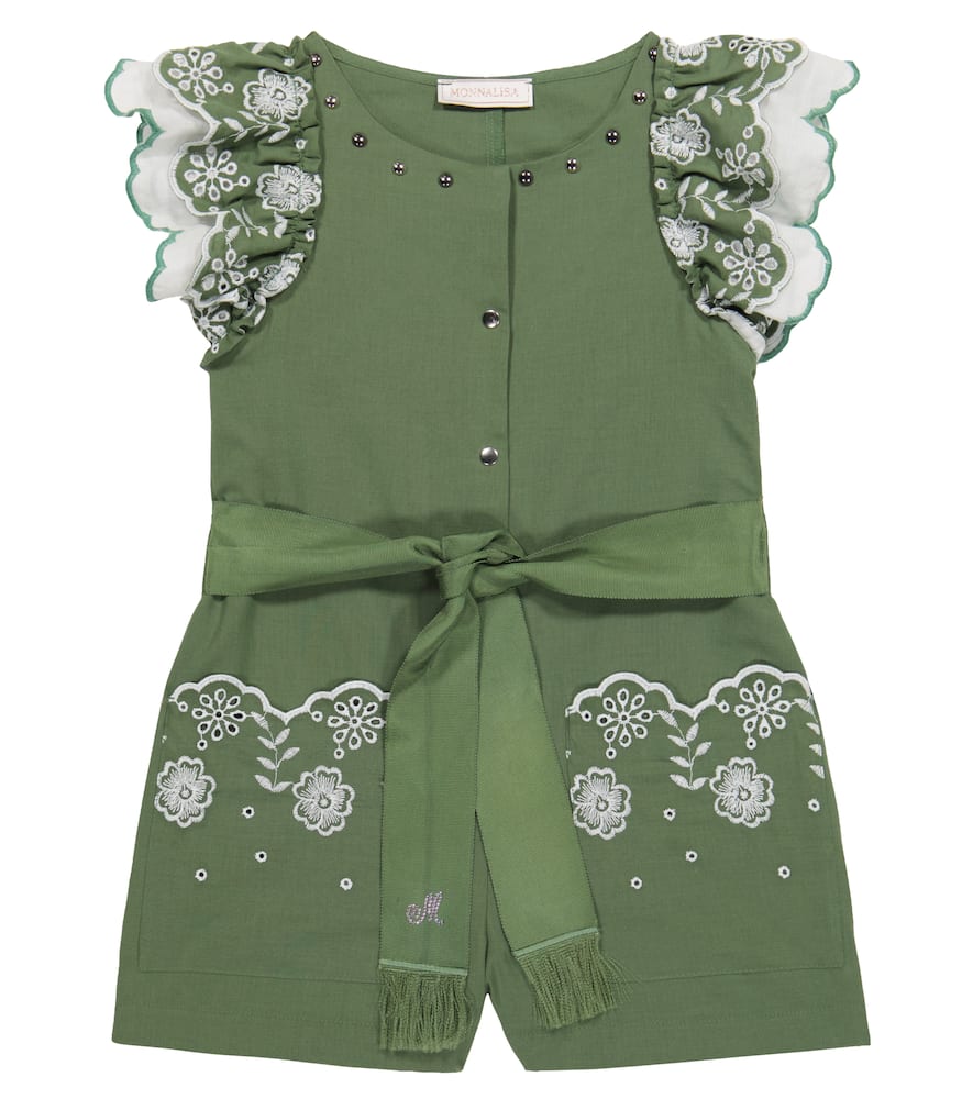 Monnalisa Broderie anglaise cotton playsuit