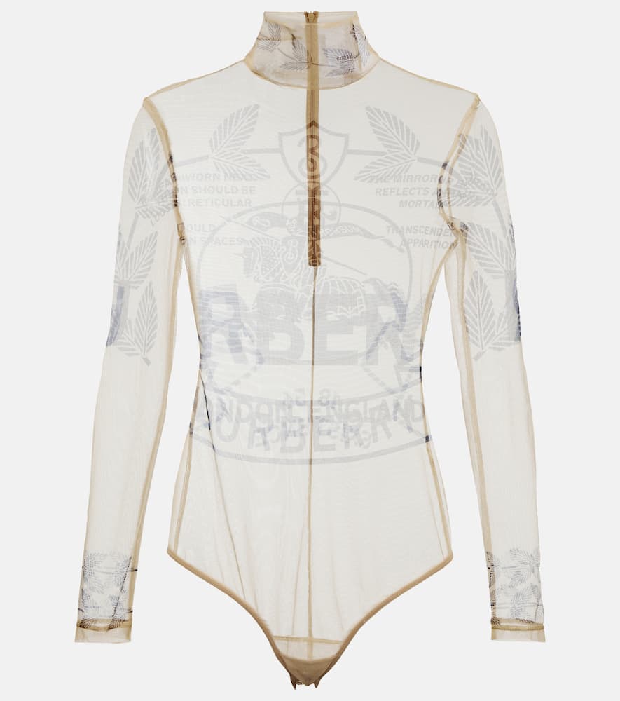 Burberry Printed mesh mockneck bodysuit
