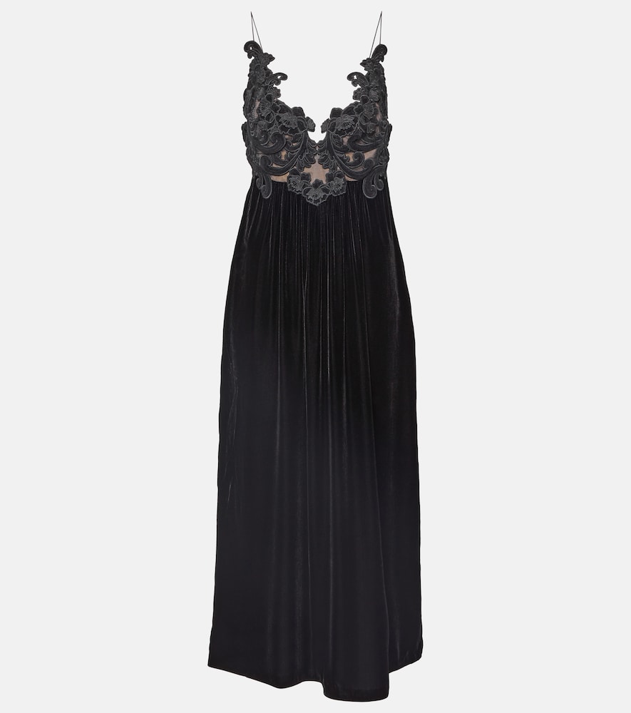 Zimmermann Sensory Velvet Slip Dress In Black | ModeSens