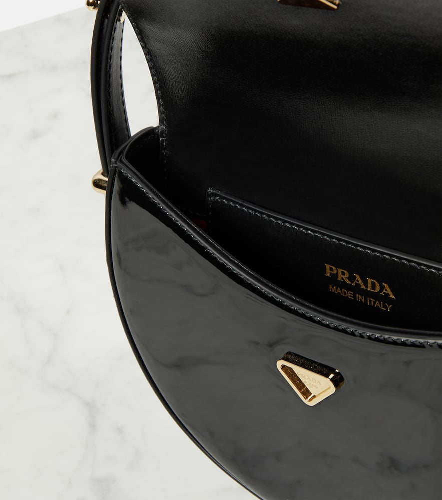 Prada Arqué Leather Shoulder Bag In Black