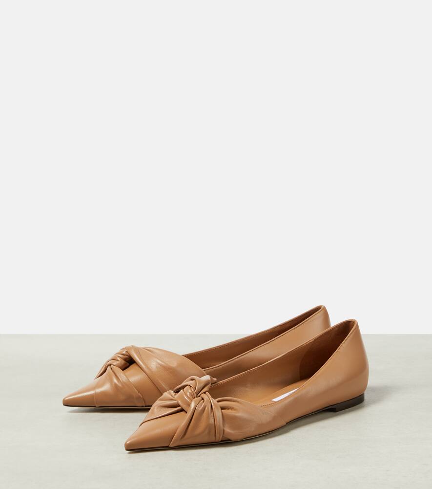 Shop Jimmy Choo Hedera Leather Ballet Flats In Beige