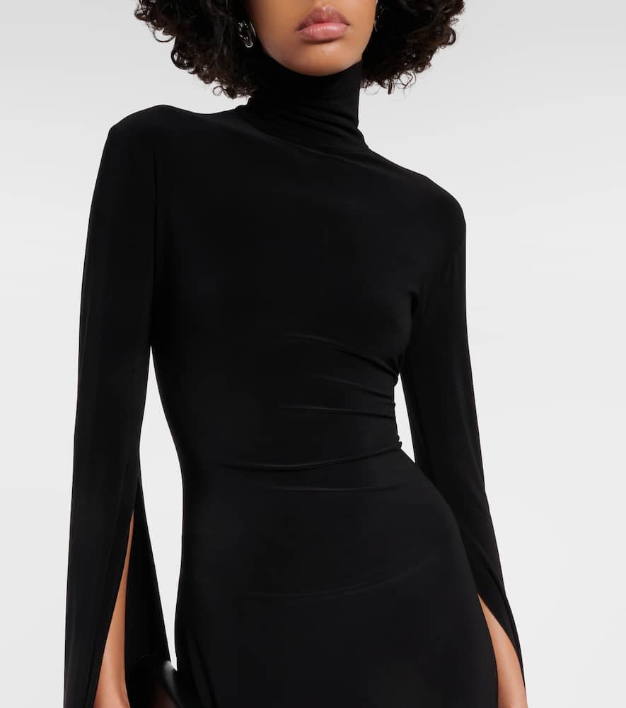 Norma Kamali High-neck Jersey Minidress In Black