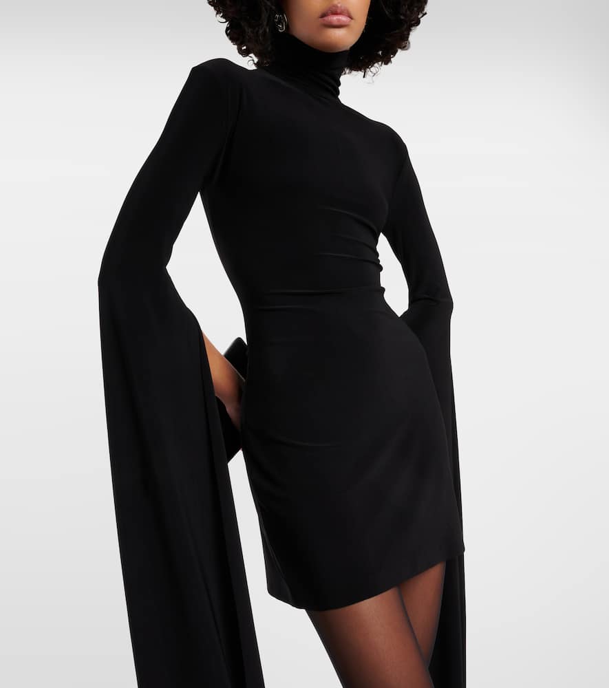 Norma Kamali High-neck Jersey Minidress In Black