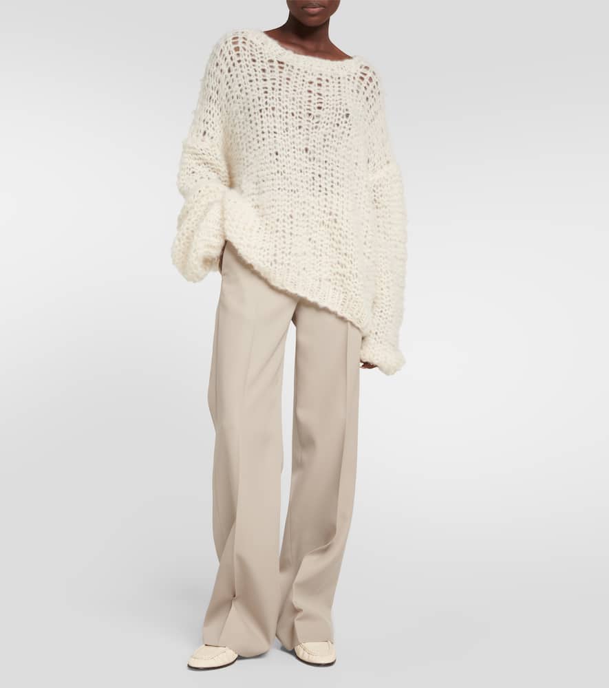 The Row High-rise Straight Wool Pants In Beige