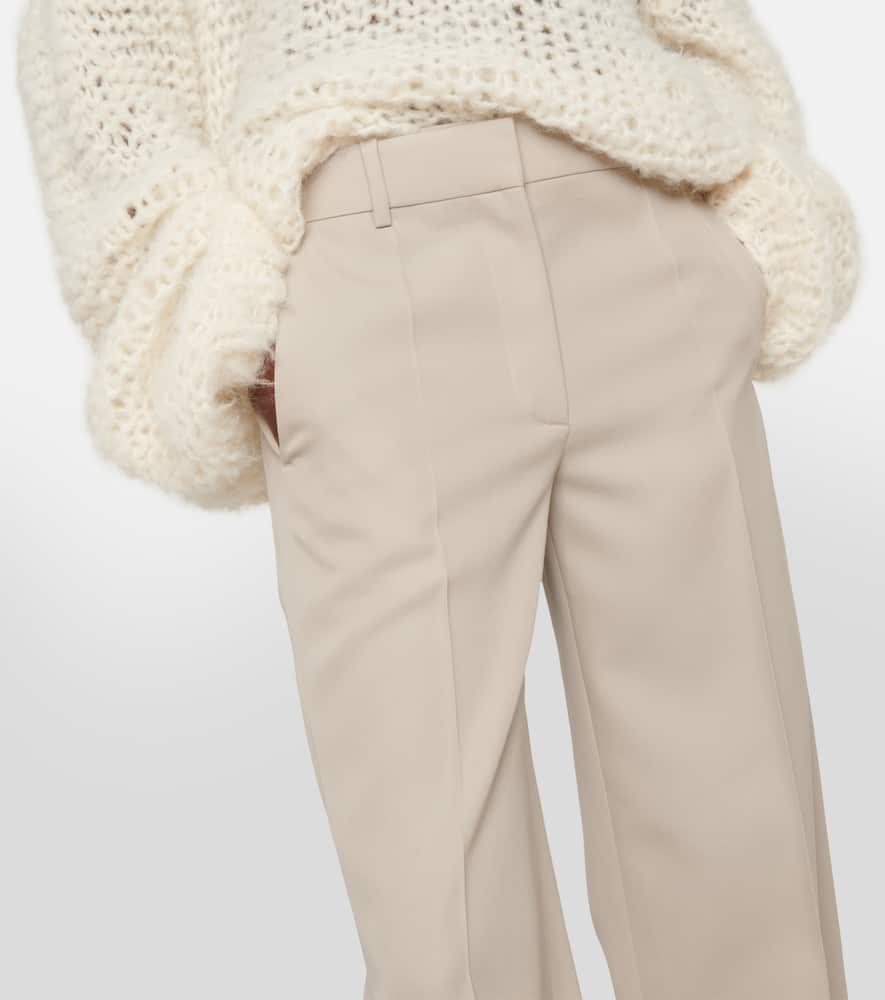 The Row High-rise Straight Wool Pants In Beige