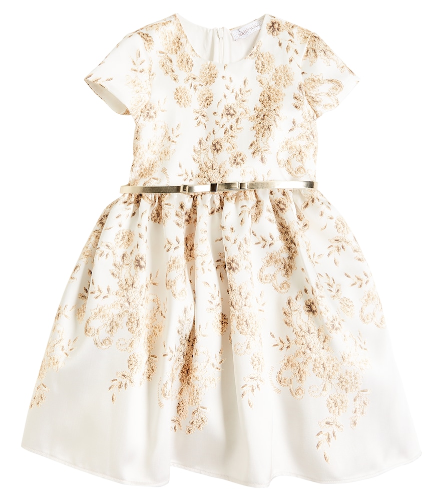 Monnalisa Mikado embroidered dress
