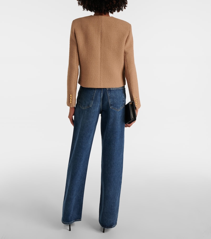 Shop Nili Lotan Paige Cropped Tweed Boucle Jacket In Beige