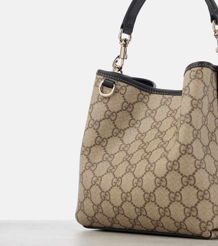 Gucci Gg Canvas Leather-trimmed Tote Bag In Beige
