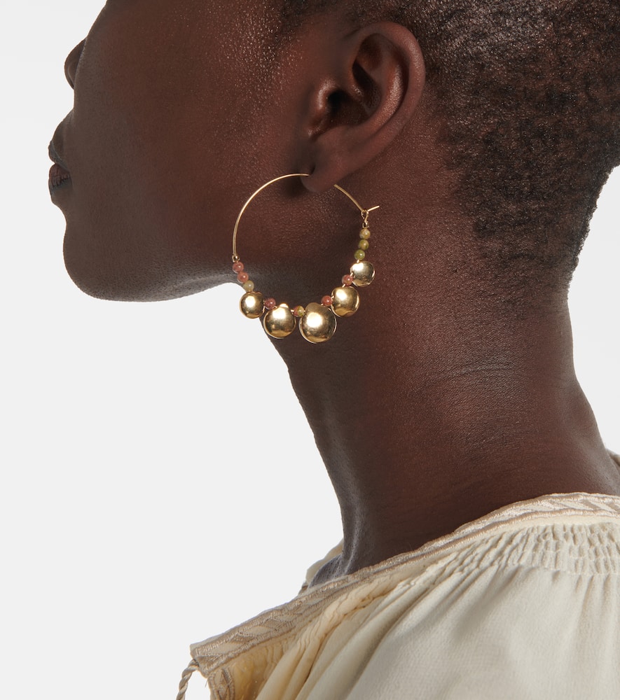 Isabel Marant Adriel Beaded Hoop Earrings In Green