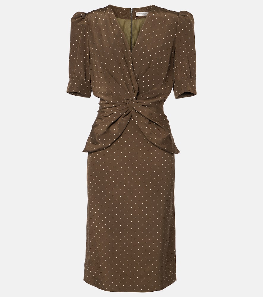 Alessandra Rich Polka-dot Silk Midi Dress In Green