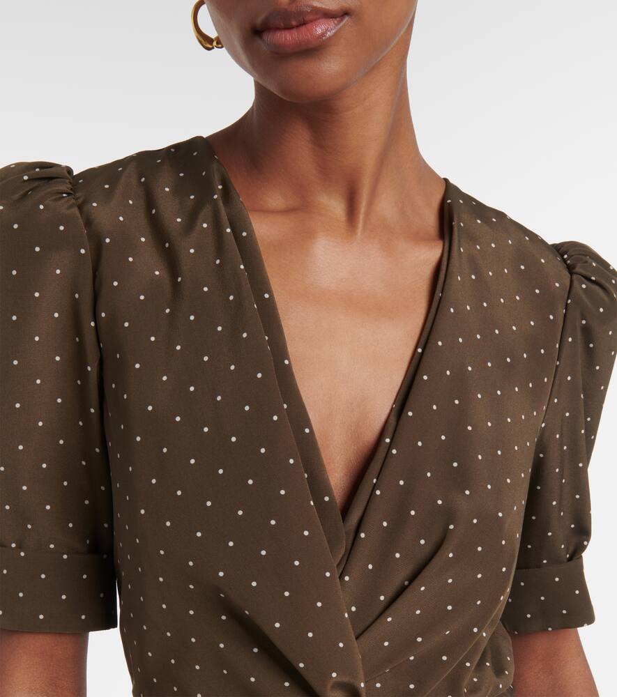 Alessandra Rich Polka-dot Silk Midi Dress In Green