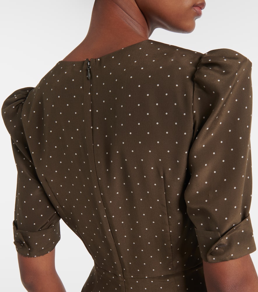 Alessandra Rich Polka-dot Silk Midi Dress In Green