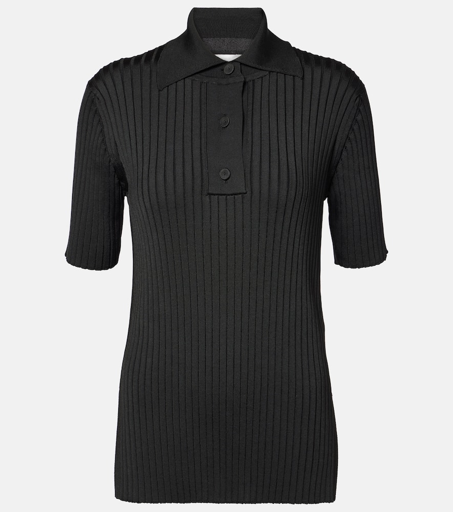 Ribbed-knit polo shirt