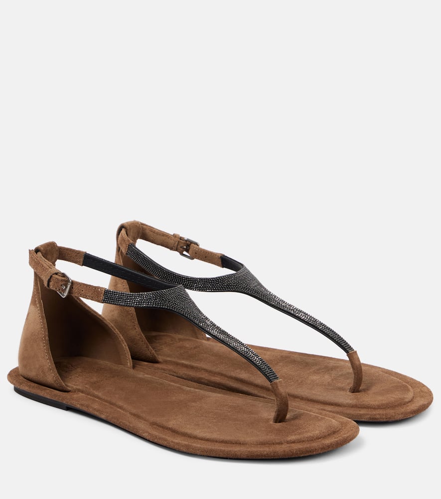 Monili suede thong sandals