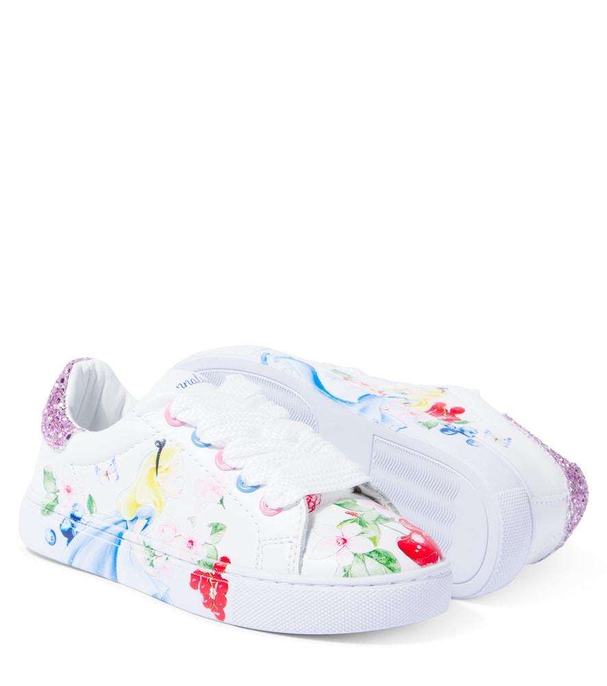  Monnalisa Monnalisa X Disneyâ® Printed Leather Sneakers 