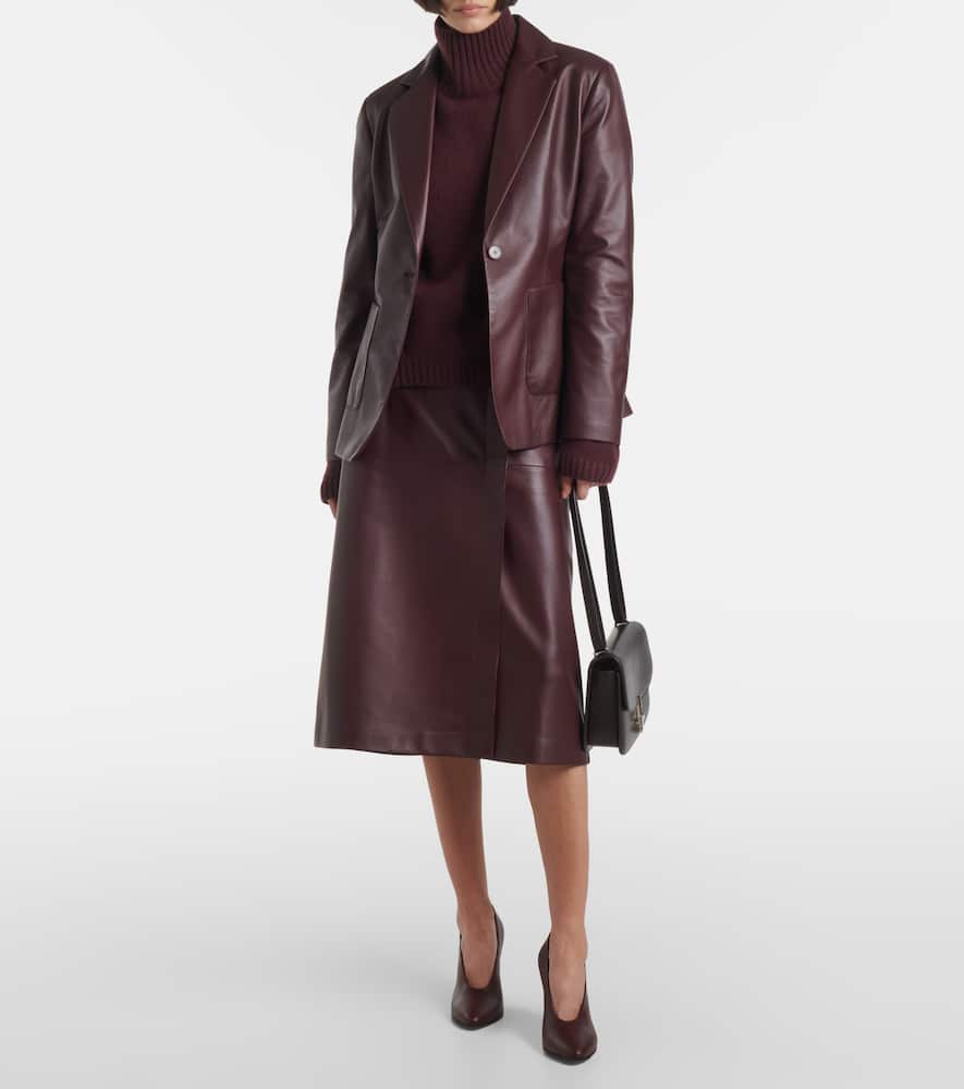 Joseph Panelled Wrap-effect Leather Midi Skirt In Brown
