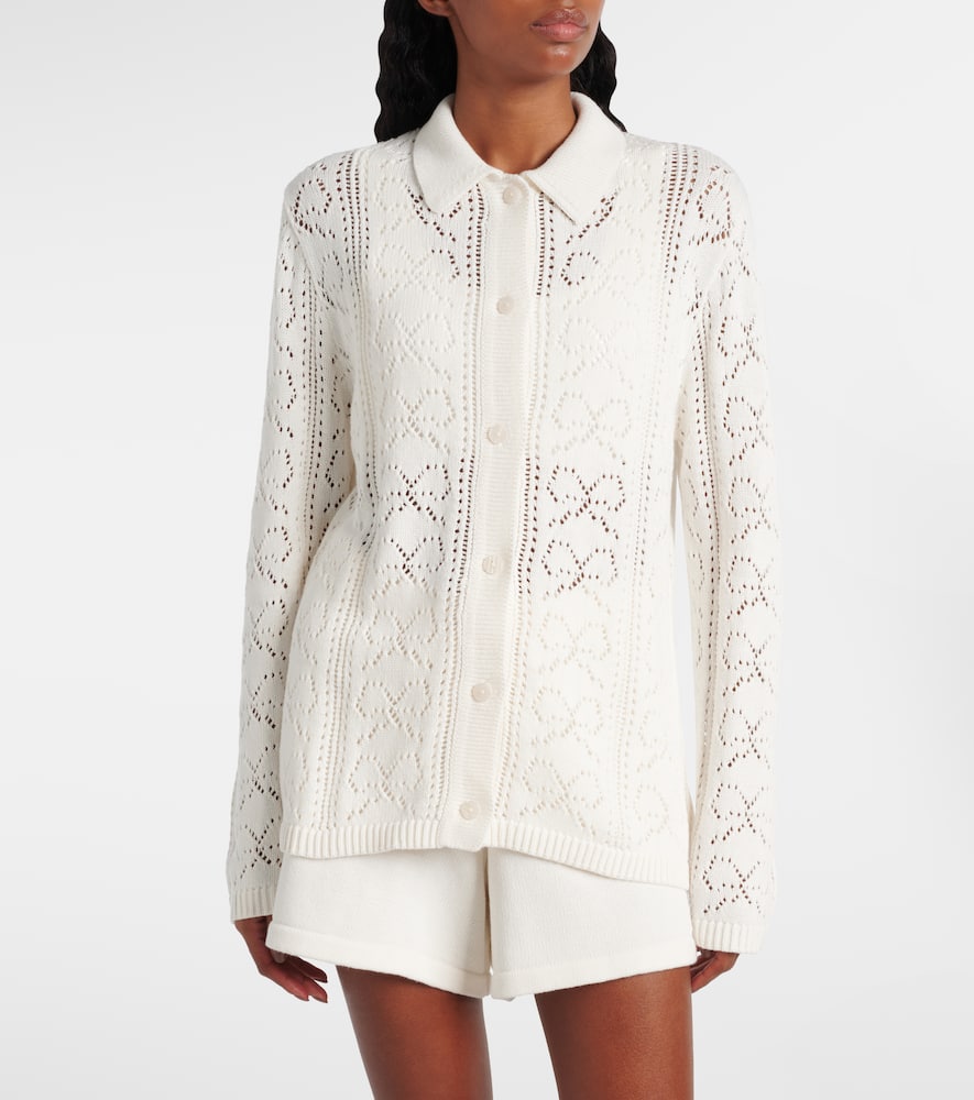 The Upside Lavalliere Malia Knitted Cotton Shirt In White