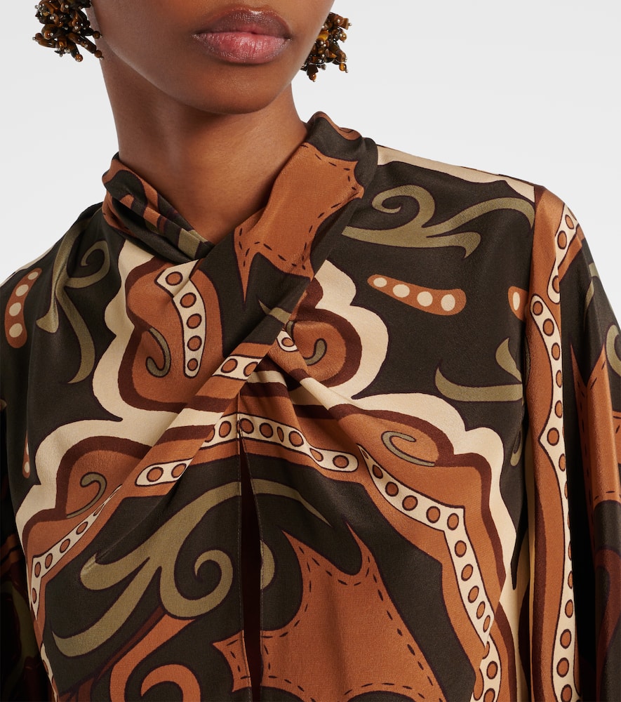 Johanna Ortiz Intricate Islands Gathered Printed Silk Crepe De Chine Blouse In Multi