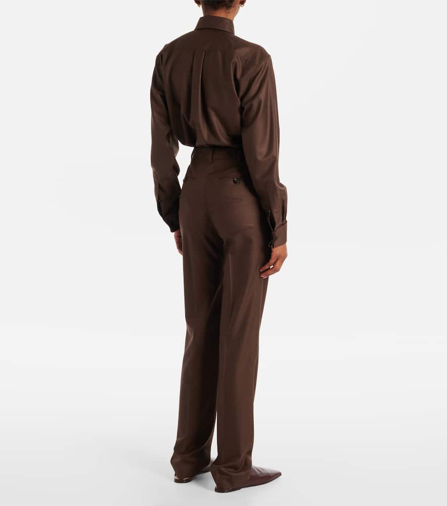 Loro Piana Davey Virgin Wool Straight Pants In Brown
