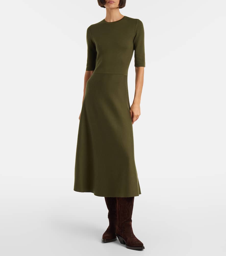 Gabriela Hearst Wool, Cashmere, And Silk Midi Dress In Green