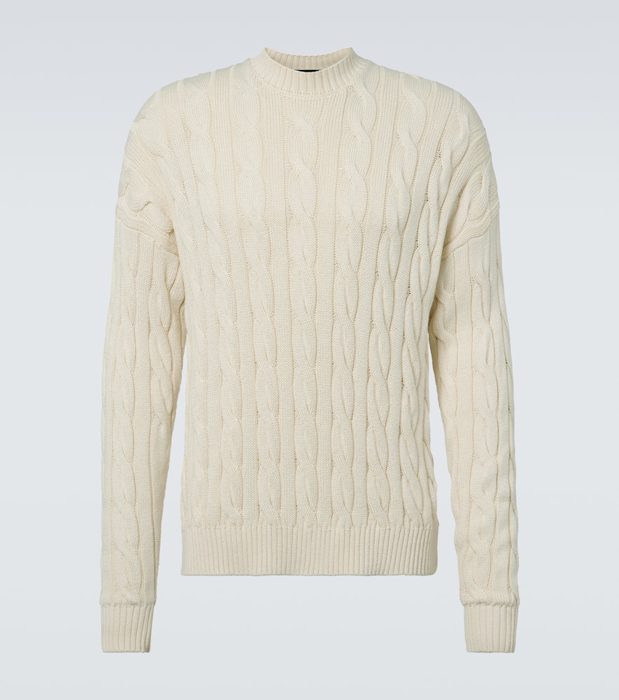 Cable-knit cotton and silk sweater