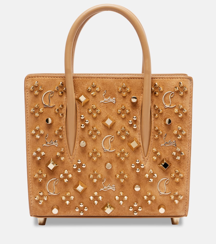 Christian Louboutin Paloma Studded Suede Tote Bag In Sand