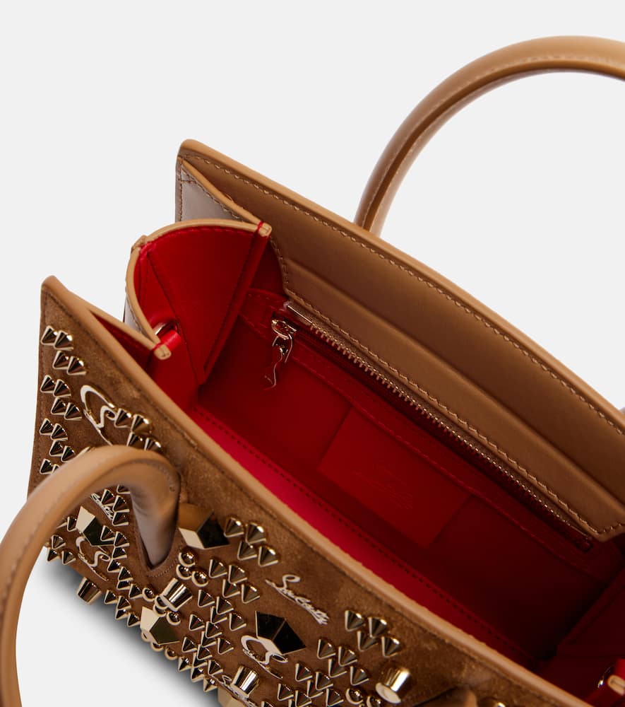 Christian Louboutin Paloma Studded Suede Tote Bag In Sand