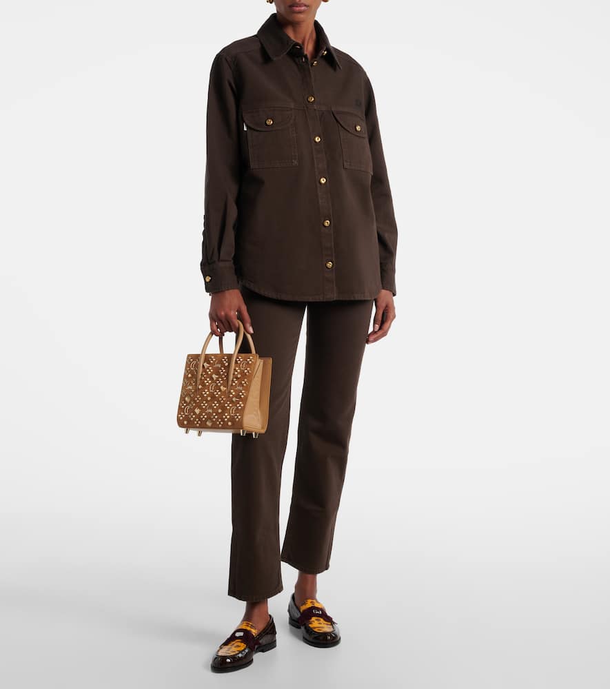 Christian Louboutin Paloma Studded Suede Tote Bag In Sand
