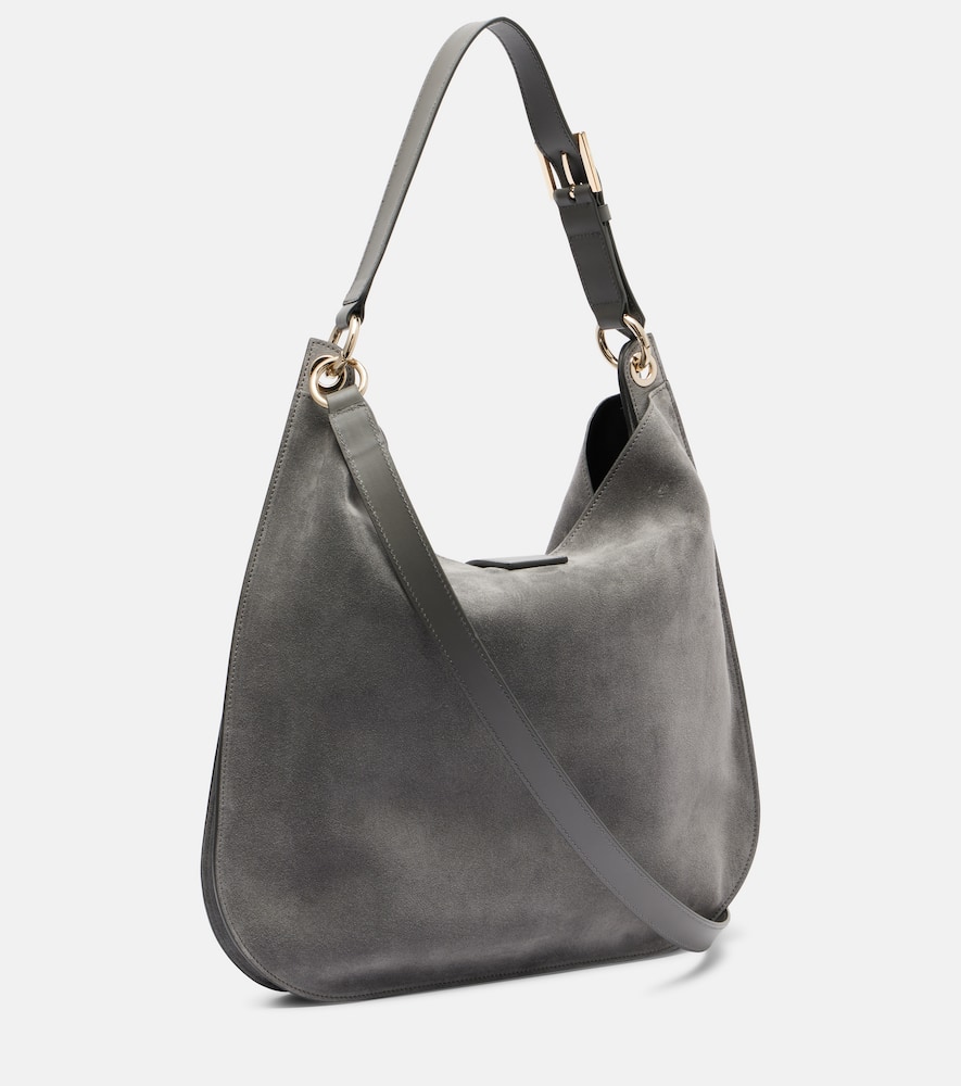 Tom Ford Tara Large Suede Crossbody Bag In Gray